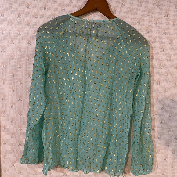 Lilly Pulitzer Rila Top Teal Gold Tassel - Picture 5 of 11
